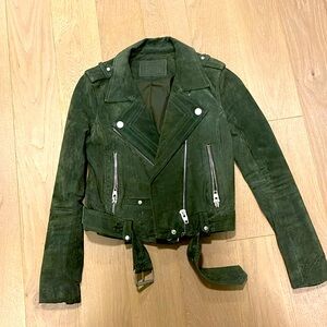 BlankNYC suede moto jacket in forest green